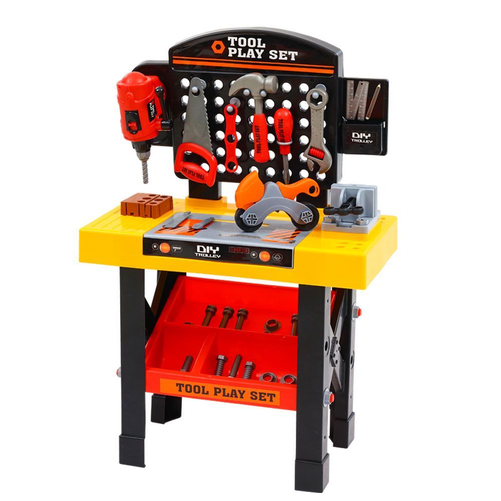 NNEDSZ Kids Pretend Play Set Workbench Tools 54pcs Builder Work Childrens Toys