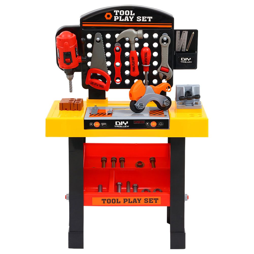NNEDSZ Kids Pretend Play Set Workbench Tools 54pcs Builder Work Childrens Toys