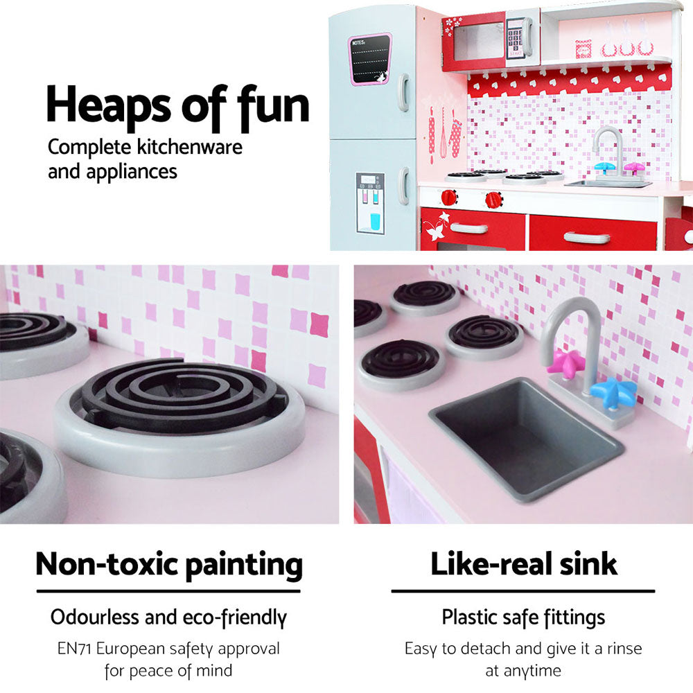 NNEDSZ Kids Kitchen Set Pretend Play Wooden Toys Cooking Cookware Childrens Toy