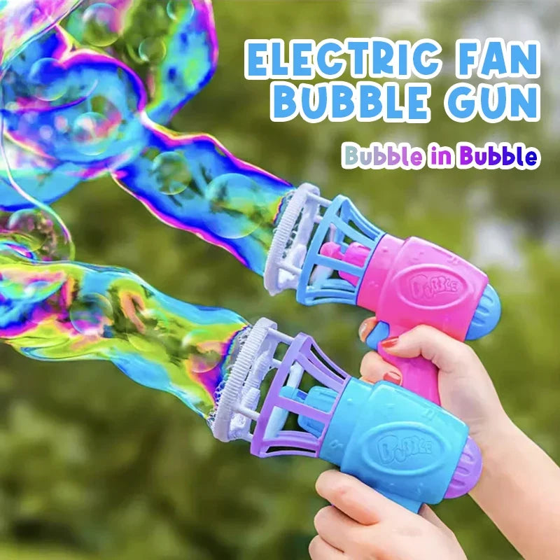 Summer Children's Electric Fan Bubble Gun Machine Water Toys