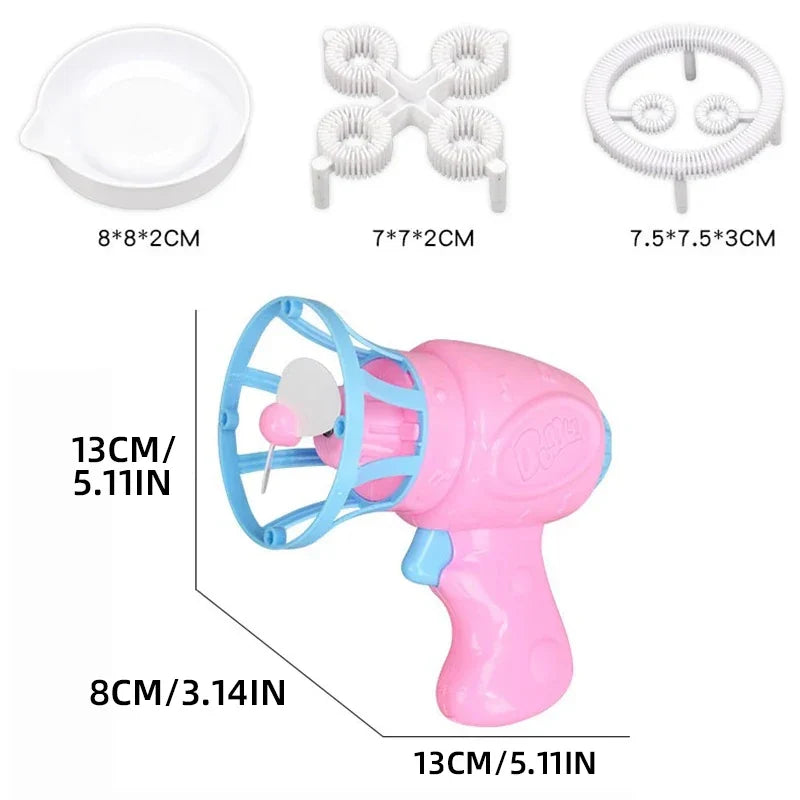 Summer Children's Electric Fan Bubble Gun Machine Water Toys